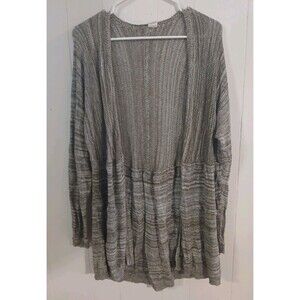Wild Pearl Brown White Striped Open Front Thin Cardigan Cottage Boho Medium